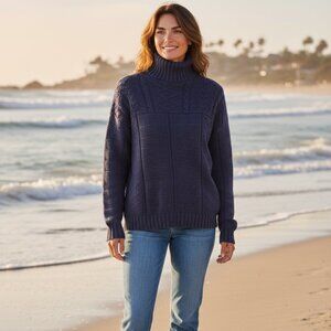 Vintage Lizwear Women’s Turtleneck Sweater Blue Pullover Knit Long Sleeve Medium